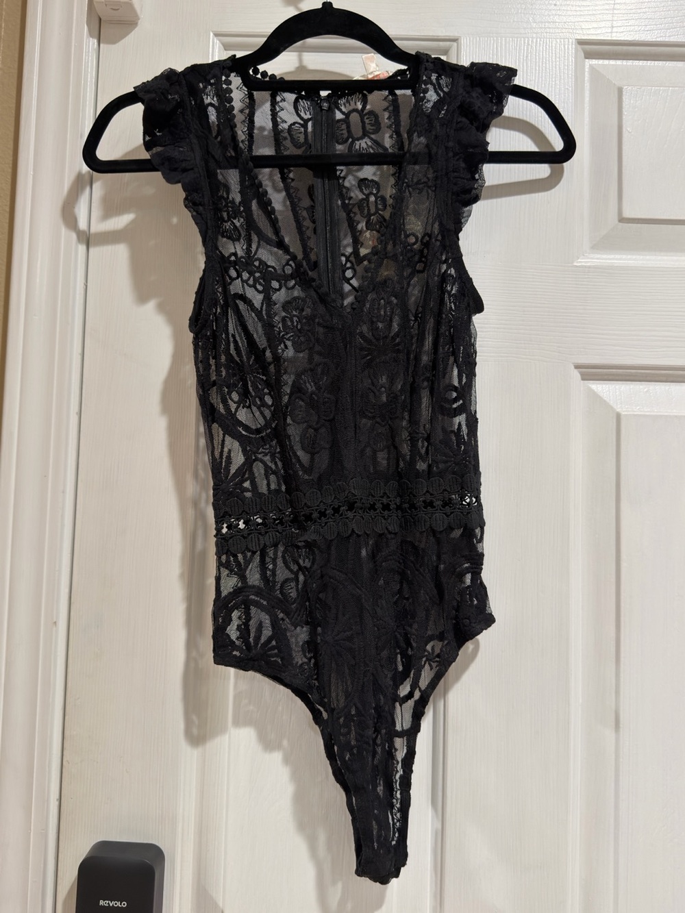 Black Lace V-Neck Bodysuit - Women's Bodysuit
